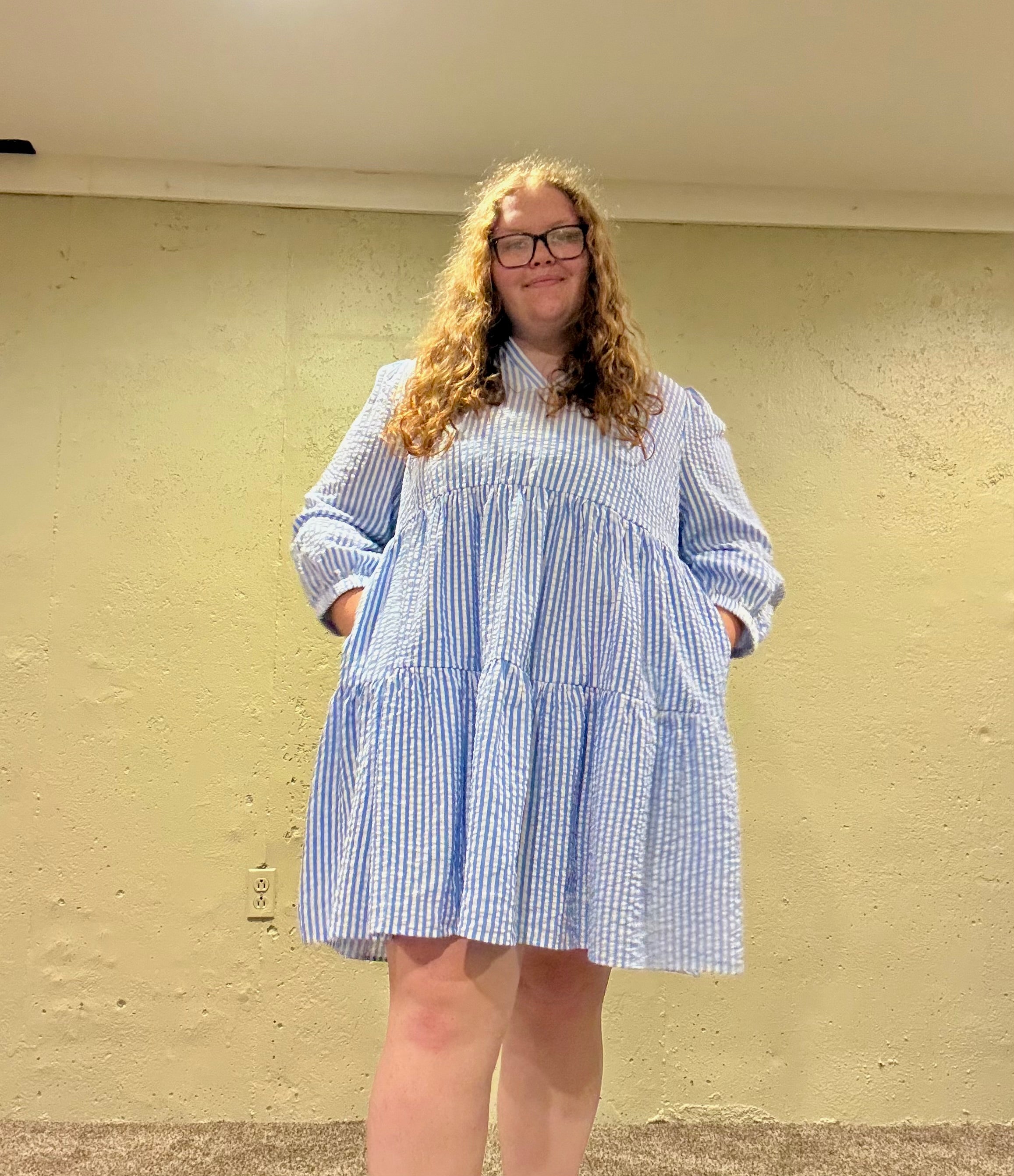 Blue striped dress